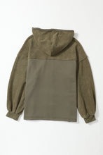 Load image into Gallery viewer, Green Flap Pockets Bishop Sleeve Zip Up Hoodie Jacket
