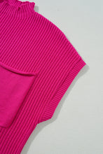 Load image into Gallery viewer, Pink Patch Pocket Ribbed Knit Short Sleeve Sweater
