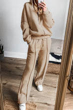 Load image into Gallery viewer, Apricot Solid Seamed Zipper Jacket and Drawstring Waist Pants Set
