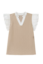 Load image into Gallery viewer, Pale Khaki Frill V Neck Ruffle Textured Top
