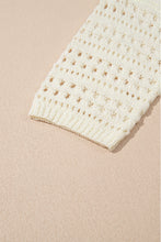 Load image into Gallery viewer, White Hollow Out Knit Bracelet Sleeve Drop Shoulder Sweater
