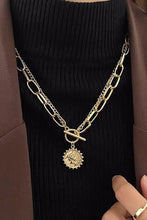 Load image into Gallery viewer, Gold Plated Vintage Carved Coin Pendant Link Chain Necklace
