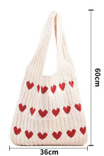 Load image into Gallery viewer, Apricot Heart Pattern Knit Shoulder Bag
