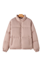 Load image into Gallery viewer, Apricot Pink Full Zipper Quilted Puffer Jacket
