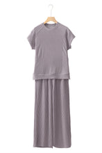 Load image into Gallery viewer, Wild Wind Solid Corded Short Sleeve T Shirt and Wide Leg Pants Set
