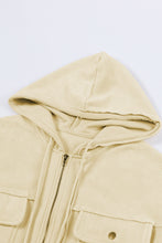 Load image into Gallery viewer, Green Flap Pockets Bishop Sleeve Zip Up Hoodie Jacket
