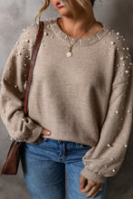 Load image into Gallery viewer, Smoke Gray Plus Size Pearl Pullover Sweater
