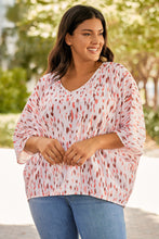 Load image into Gallery viewer, Pink Elegant Polka Dots 3/4 Dolman Sleeve Plus Size Blouse
