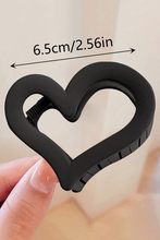 Load image into Gallery viewer, Black Simple Frosted Heart Shaped Hair Claw Clip
