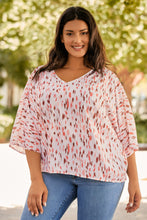 Load image into Gallery viewer, Pink Elegant Polka Dots 3/4 Dolman Sleeve Plus Size Blouse
