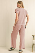 Load image into Gallery viewer, Wild Wind Solid Corded Short Sleeve T Shirt and Wide Leg Pants Set
