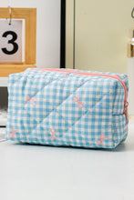 Load image into Gallery viewer, White Sweet Bow Knot Print Quilted Zipper Cosmetic Bag
