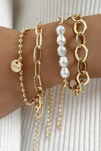 Load image into Gallery viewer, Gold Pearl Link Chain Love Alloy Bracelet
