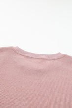 Load image into Gallery viewer, Pink Solid Ribbed Round Neck Pullover Sweatshirt
