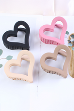 Load image into Gallery viewer, Black Simple Frosted Heart Shaped Hair Claw Clip
