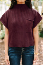 Load image into Gallery viewer, Pink Patch Pocket Ribbed Knit Short Sleeve Sweater
