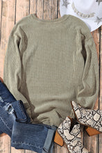 Load image into Gallery viewer, Pink Solid Ribbed Round Neck Pullover Sweatshirt
