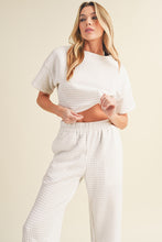 Load image into Gallery viewer, White Lattice Textured Cropped Tee and Jogger Pants Set
