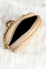 Load image into Gallery viewer, Oatmeal Chevron Stitch PU Leather Chain Strap Shoulder Bag
