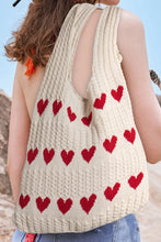 Load image into Gallery viewer, Apricot Heart Pattern Knit Shoulder Bag
