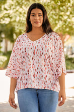 Load image into Gallery viewer, Pink Elegant Polka Dots 3/4 Dolman Sleeve Plus Size Blouse
