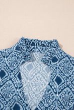 Load image into Gallery viewer, Sky Blue Ethnic Geometric Print Frill Neck Loose Fit Blouse
