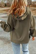 Load image into Gallery viewer, Green Flap Pockets Bishop Sleeve Zip Up Hoodie Jacket
