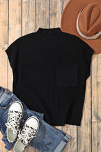 Load image into Gallery viewer, Pink Patch Pocket Ribbed Knit Short Sleeve Sweater
