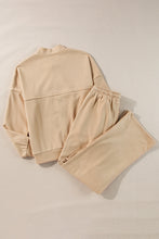 Load image into Gallery viewer, Apricot Solid Seamed Zipper Jacket and Drawstring Waist Pants Set
