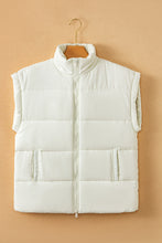 Load image into Gallery viewer, Black Solid Zipper Stand Neck Oversized Puffer Vest
