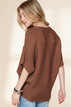 Load image into Gallery viewer, Coffee Mock Neck Short Batwing Sleeve Sweater
