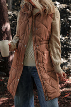 Load image into Gallery viewer, Coffee Puffer Quilted Stand Collar Pocketed Vest Coat
