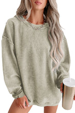 Load image into Gallery viewer, Pink Solid Ribbed Round Neck Pullover Sweatshirt
