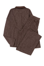 Load image into Gallery viewer, Black Ribbed Henley Shirt and Wide Leg Pants Loungewear Set
