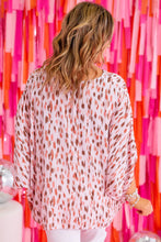 Load image into Gallery viewer, Pink Elegant Polka Dots 3/4 Dolman Sleeve Plus Size Blouse
