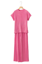 Load image into Gallery viewer, Wild Wind Solid Corded Short Sleeve T Shirt and Wide Leg Pants Set
