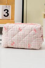 Load image into Gallery viewer, White Sweet Bow Knot Print Quilted Zipper Cosmetic Bag
