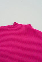 Load image into Gallery viewer, Pink Patch Pocket Ribbed Knit Short Sleeve Sweater
