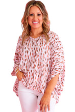 Load image into Gallery viewer, Pink Elegant Polka Dots 3/4 Dolman Sleeve Plus Size Blouse
