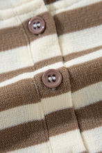 Load image into Gallery viewer, Brown Stripe Drop Sleeve Plus Size Henley Hoodie
