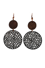 Load image into Gallery viewer, Black Hollow Out Bohemian Wooden Pendant Drop Earrings
