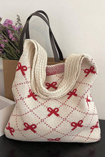 Load image into Gallery viewer, Fiery Red Bow Argyle Pattern Cable Knit Shoulder Bag
