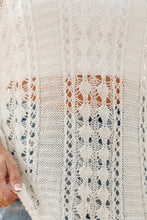 Load image into Gallery viewer, White Hollow Out Knit Bracelet Sleeve Drop Shoulder Sweater
