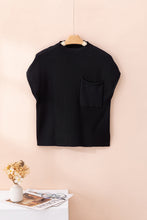 Load image into Gallery viewer, Pink Patch Pocket Ribbed Knit Short Sleeve Sweater
