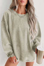 Load image into Gallery viewer, Pink Solid Ribbed Round Neck Pullover Sweatshirt
