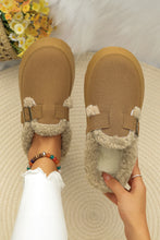 Load image into Gallery viewer, Brown Plush Patched Buckle Decor Thick Sole Thermal Slippers
