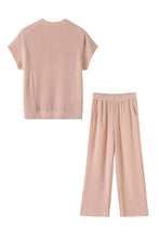 Load image into Gallery viewer, Wild Wind Solid Corded Short Sleeve T Shirt and Wide Leg Pants Set
