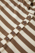 Load image into Gallery viewer, Brown Stripe Drop Sleeve Plus Size Henley Hoodie
