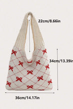 Load image into Gallery viewer, Fiery Red Bow Argyle Pattern Cable Knit Shoulder Bag
