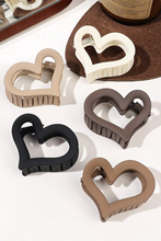 Load image into Gallery viewer, Black Simple Frosted Heart Shaped Hair Claw Clip
